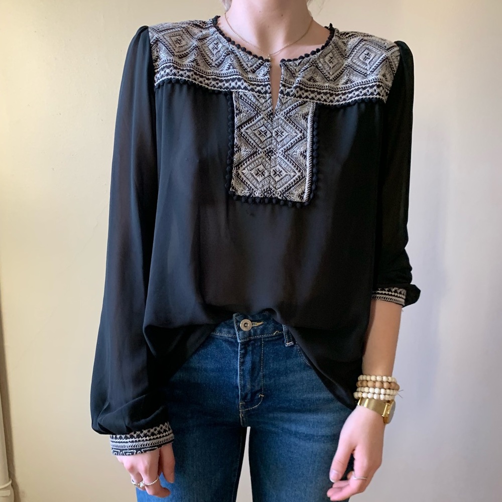Blouse with cream embroidery